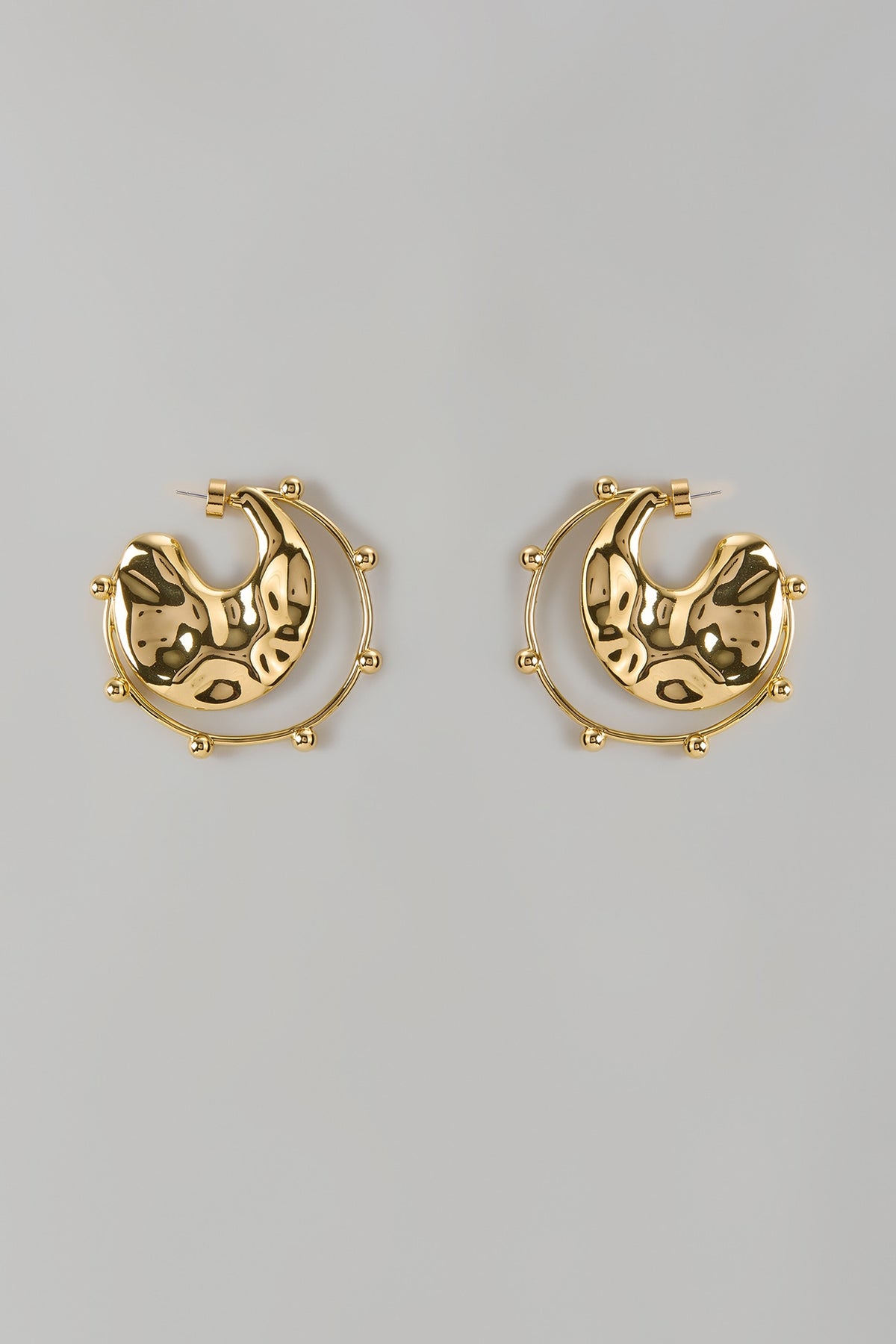 Gold Finish Orbit Hoop Earrings