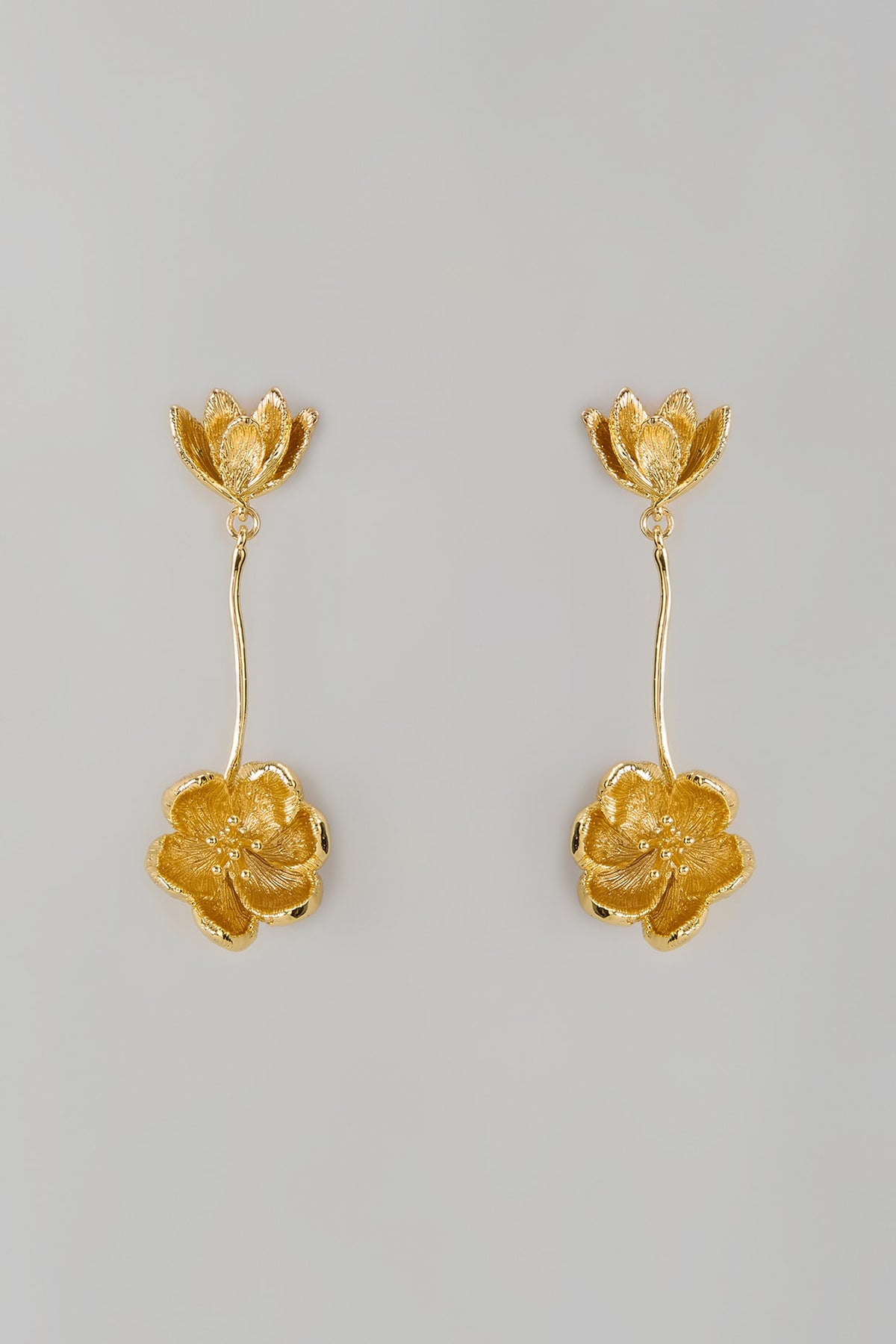 Gold Finish Floral Dangler Earrings