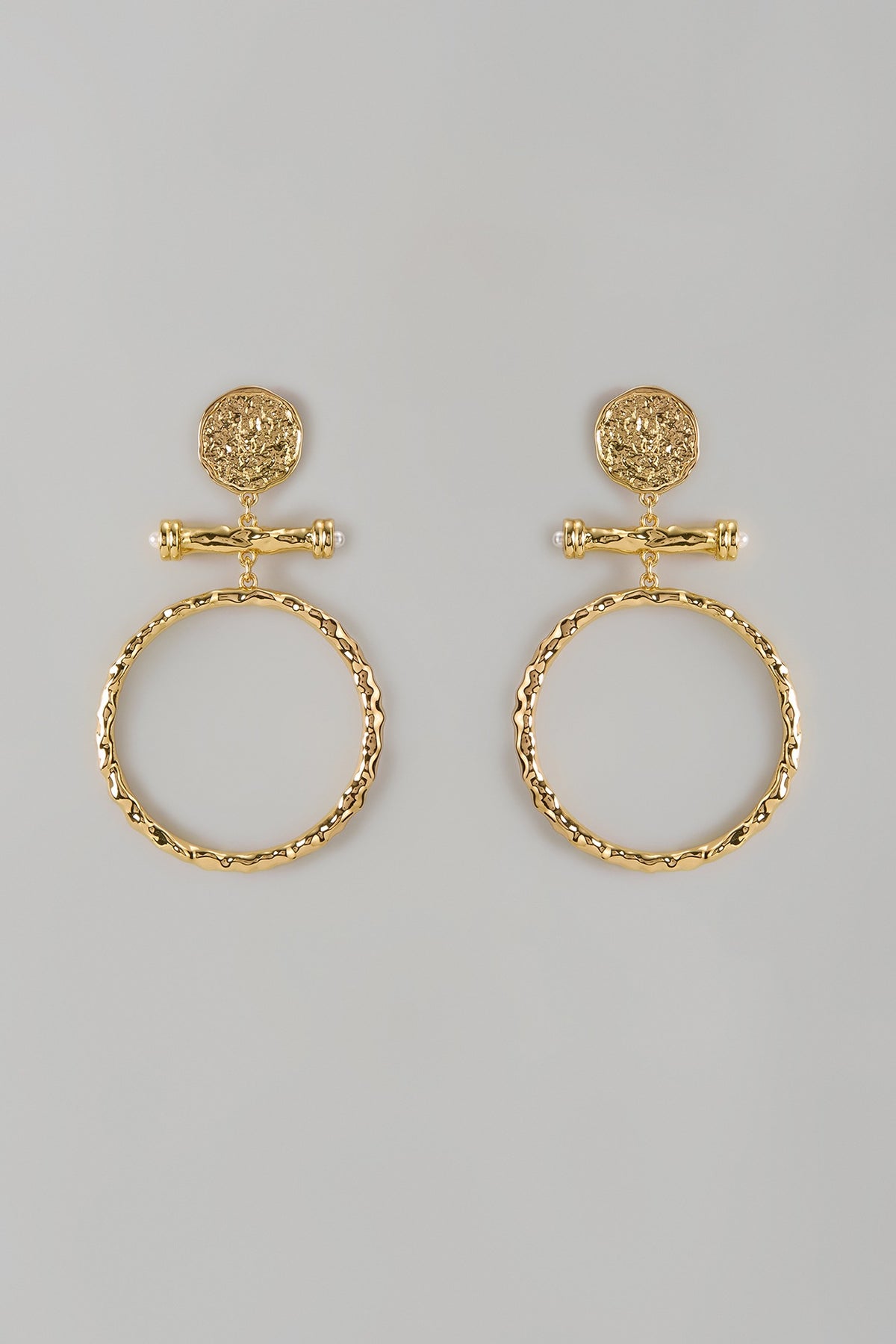 Gold Finish Orbit Statement Earrings