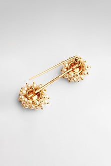 Gold Finish Pearl Brooch Pins (Set Of 3)