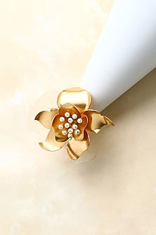 Gold Finish Pearl Ring