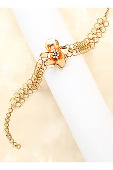 Gold Finish Pearl Links Choker Necklace