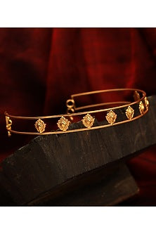Gold Finish Floral Choker Necklace