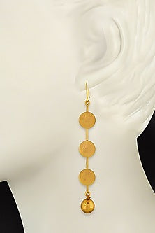 Gold Plated Coin Temple Dangler Earrings