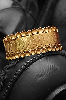 Gold Plated Coin Layered Temple Handcuff