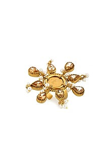 Gold Plated Coin & Crystal Temple Sun Ring