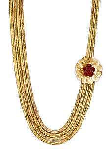 Gold Plated Crystal Temple Chain Necklace