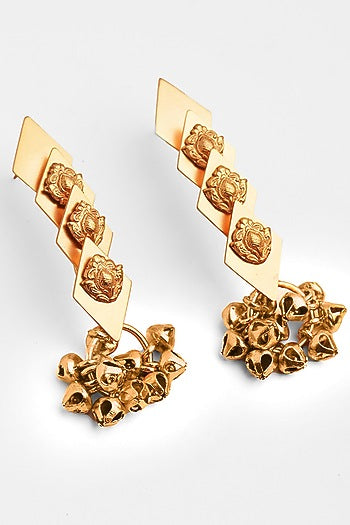 Gold Plated Ghungroo Kite-shaped Earrings