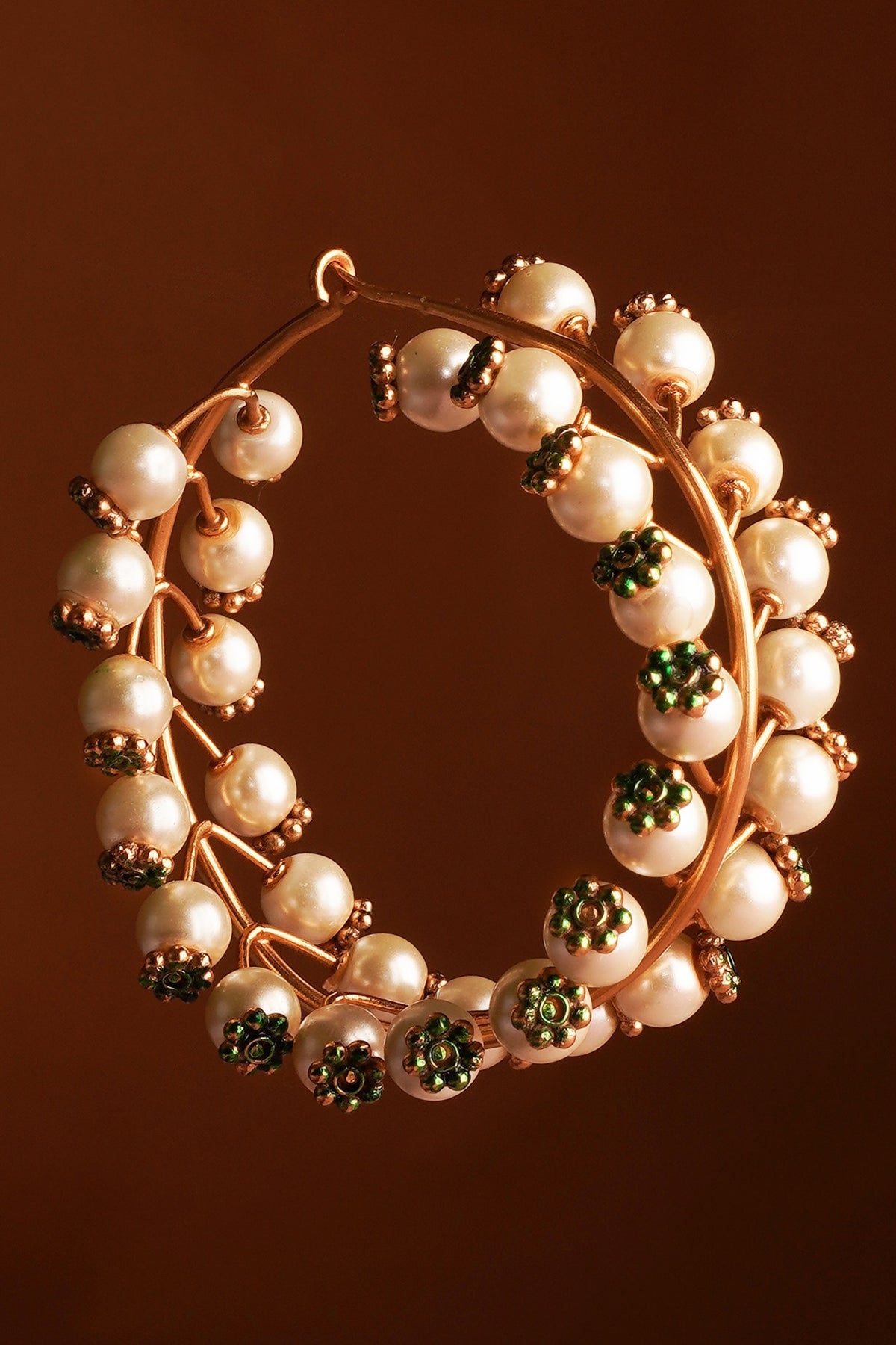 Gold Plated Pearl Hoop Earrings