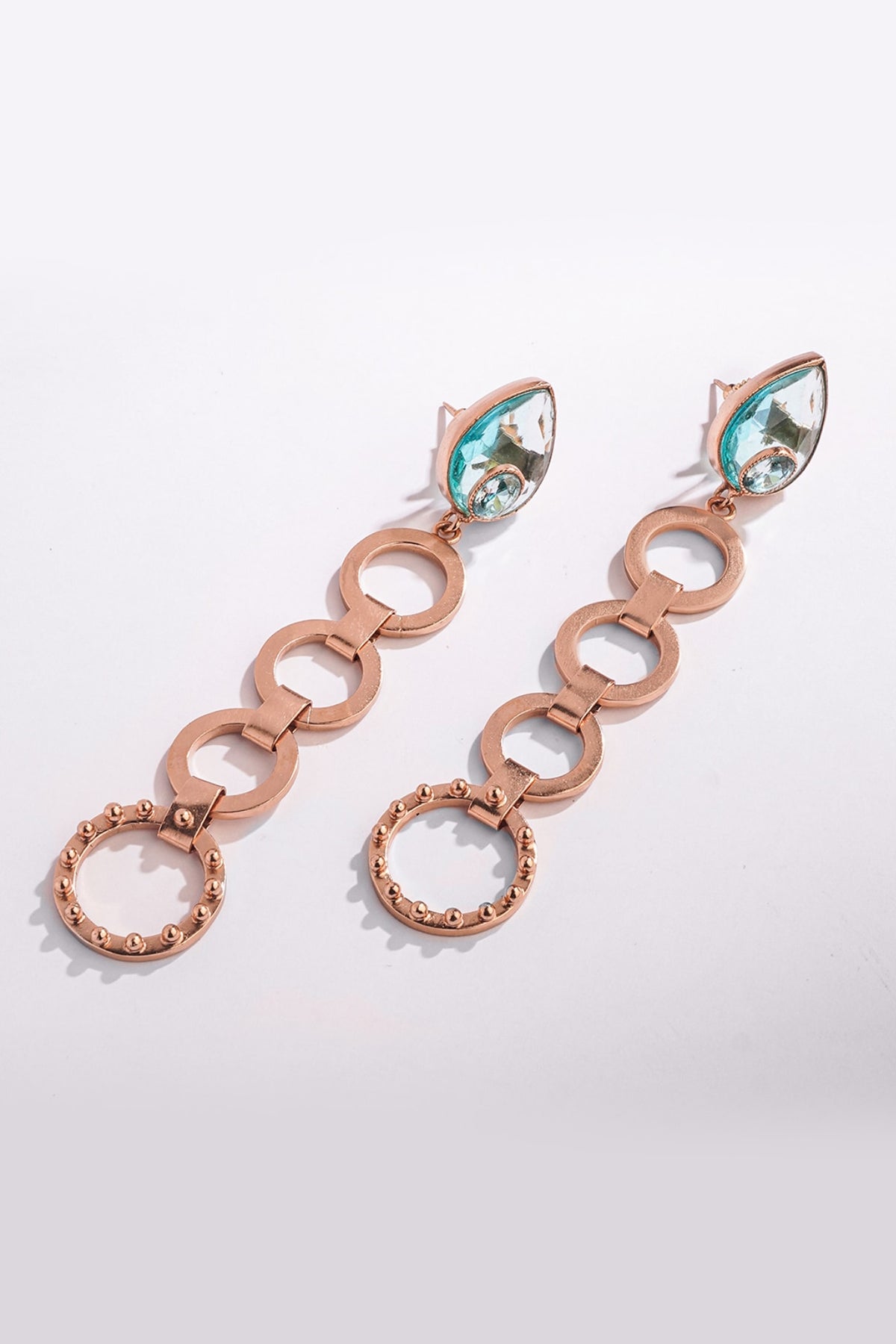 Gold Plated Blue Crystal Dangler Earrings