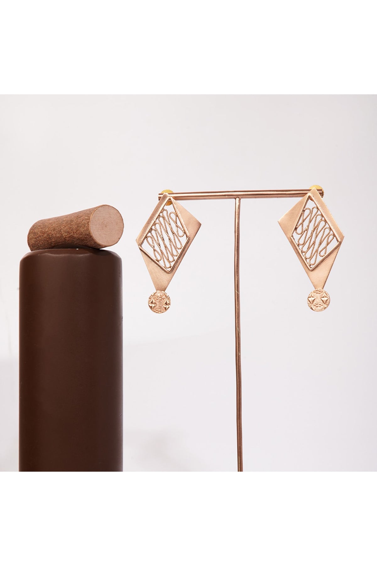 Gold Finish Pyramid Earrings