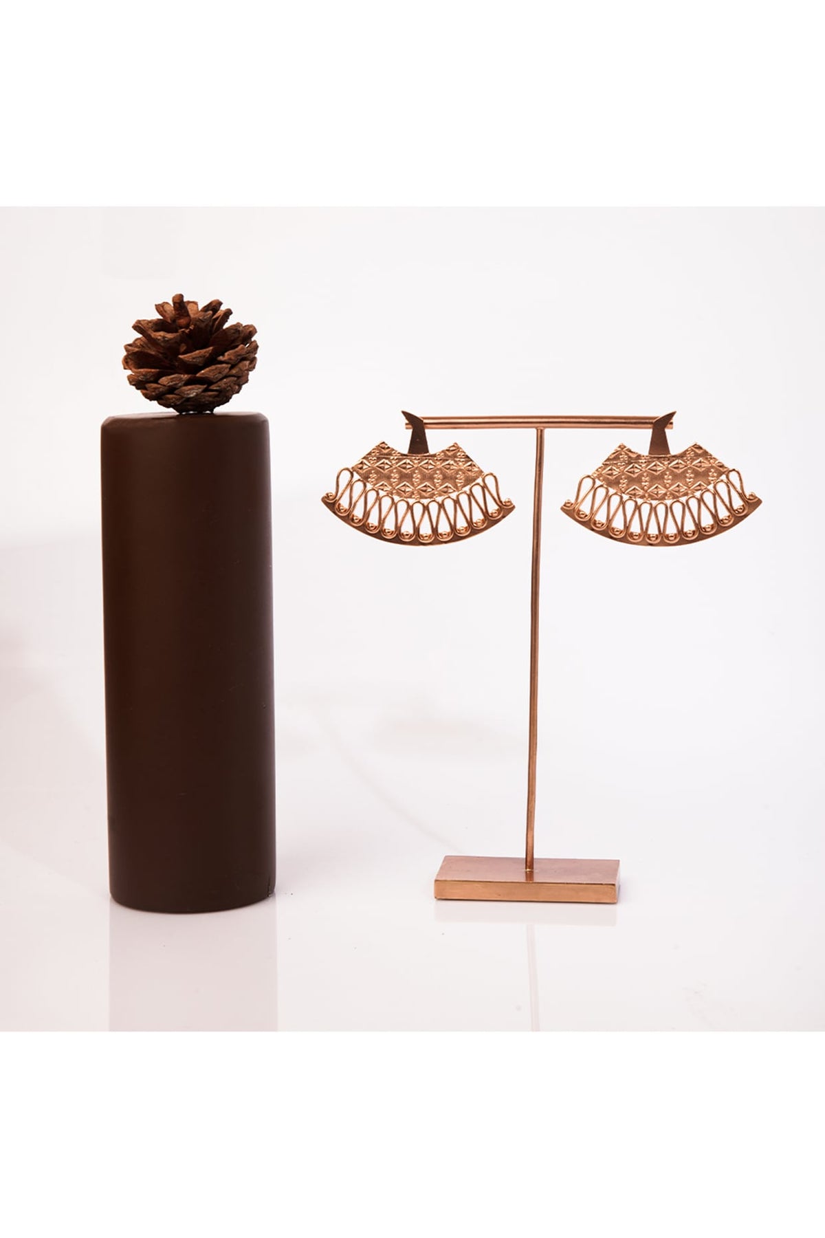 Gold Plated Stud Earrings In Copper