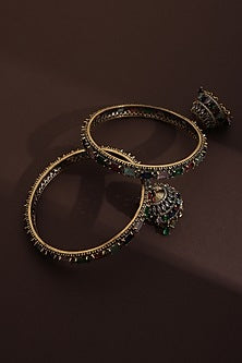 Gold Finish Multi-Colored Zirconia Handcrafted Bangle