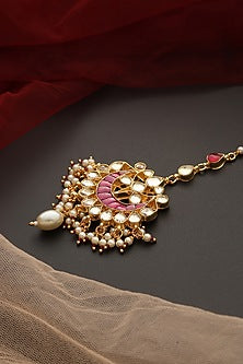 Gold Finish Kundan Polki Maangtikka