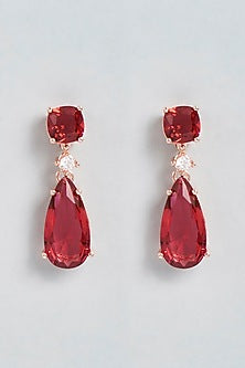 Gold Finish Ruby Stud Earrings