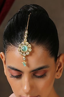 Gold Finish Kundan Polki Maang Tikka
