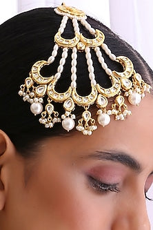Gold Finish Kundan Polki & Pearl Pasa