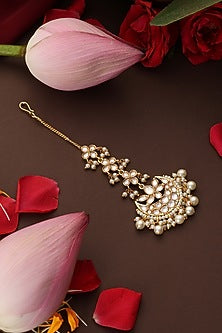 Gold Finish Kundan Polki Maangtikka