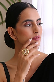 Gold Finish Ruby Stone Ring