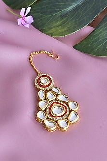 Gold Finish Kundan Polki Maang Tikka