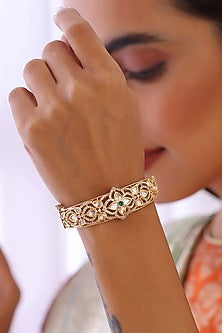 Rose Gold Finish Kundan Polki Bracelet