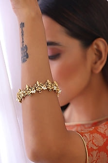 Gold Finish Kundan Polki Bangle