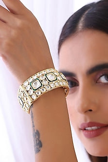 Gold Finish Kundan Polki Kada