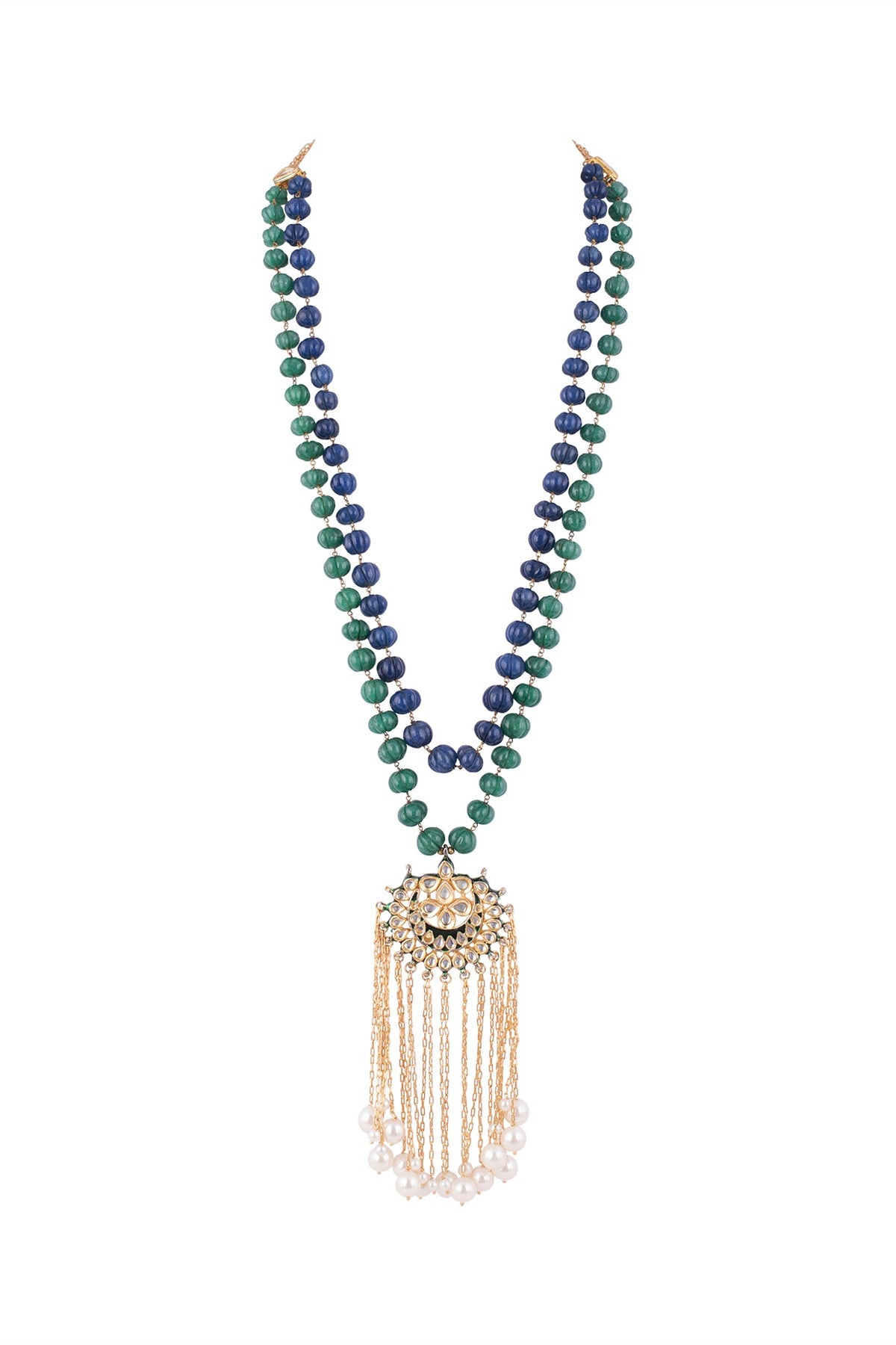 Gold Finish Semi-Precious String Necklace