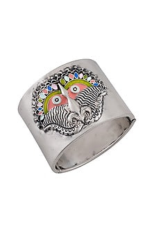 Oxidised Silver Finish Enameled Cuff