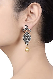 Gold Plated & Black Rhodium Glass Earrings