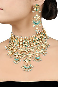 Gold Plated Pearls Necklace Set