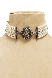 Black Rhodium Finish Choker Necklace In Sterling Silver