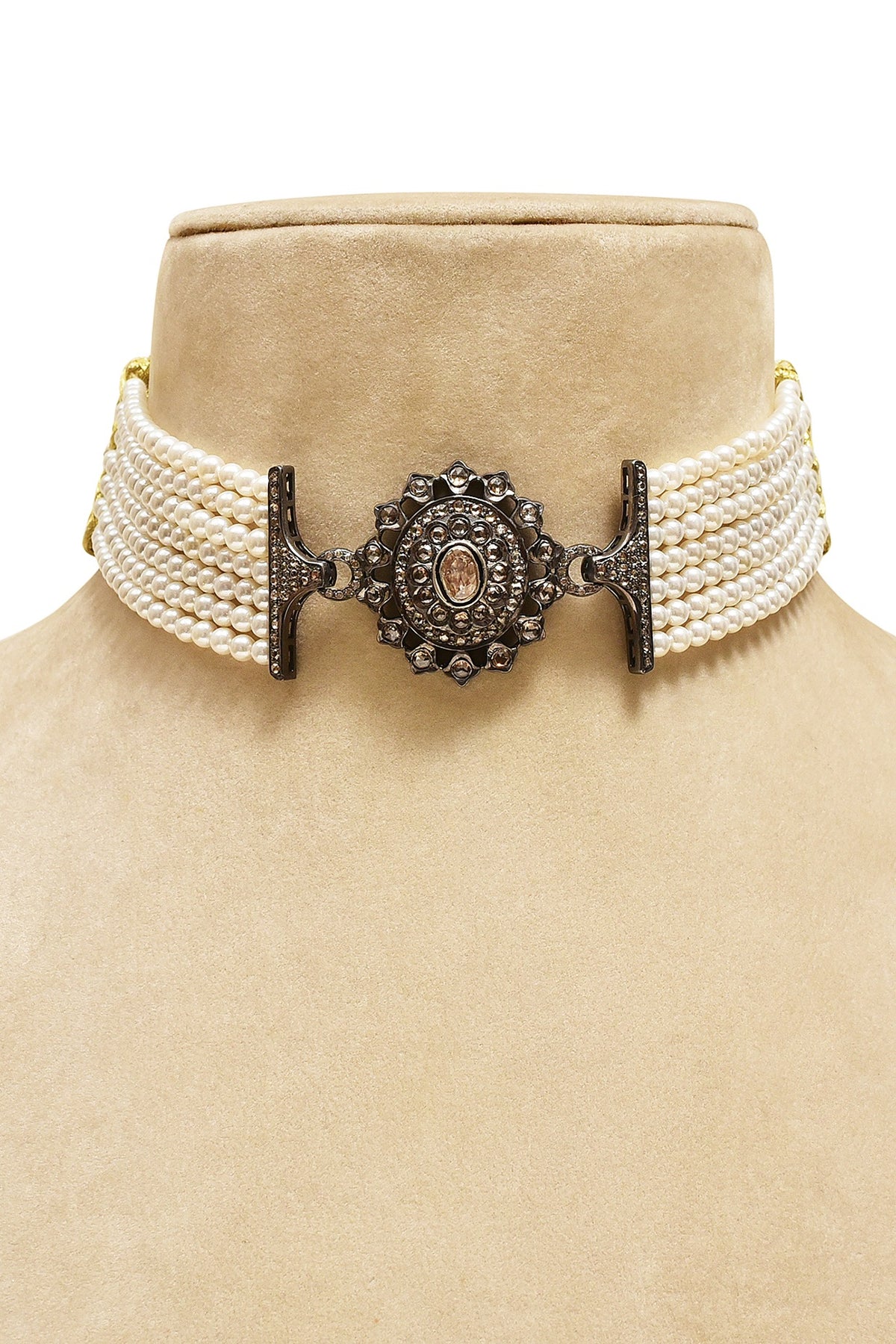 Black Rhodium Finish Choker Necklace In Sterling Silver