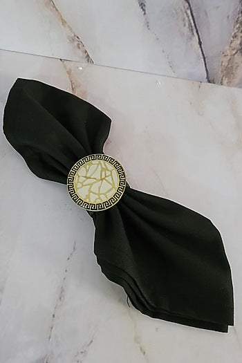 White & Gold Polymer Handcrafted Napkin Ring Set
