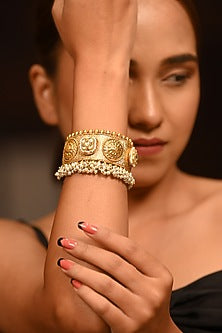 Gold Finish Pearl Cuff