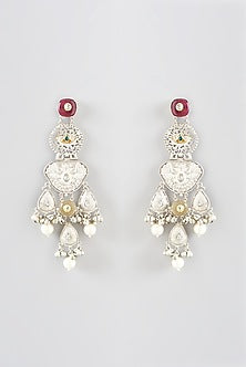 Oxidized Finish Ruby Dangler Earrings