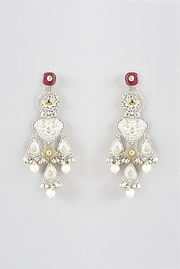 Oxidized Finish Ruby Dangler Earrings