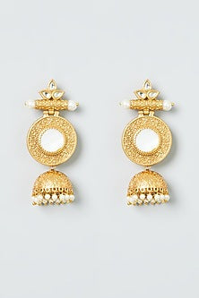 Gold Finish Moonstone Jhumka Earrings