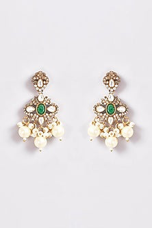 Gold Finish Kundan Polki & Emerald Stone Choker Necklace Set