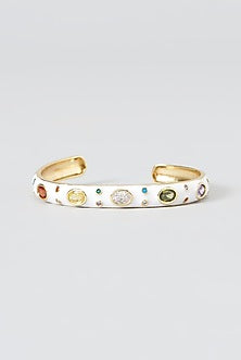 Gold Finish White Stone Bracelet