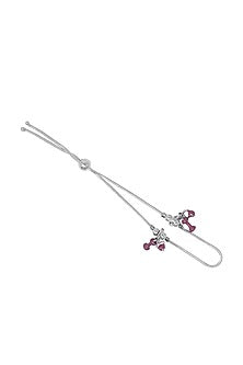 Silver Finish Beaded Anklet In Sterling Silver