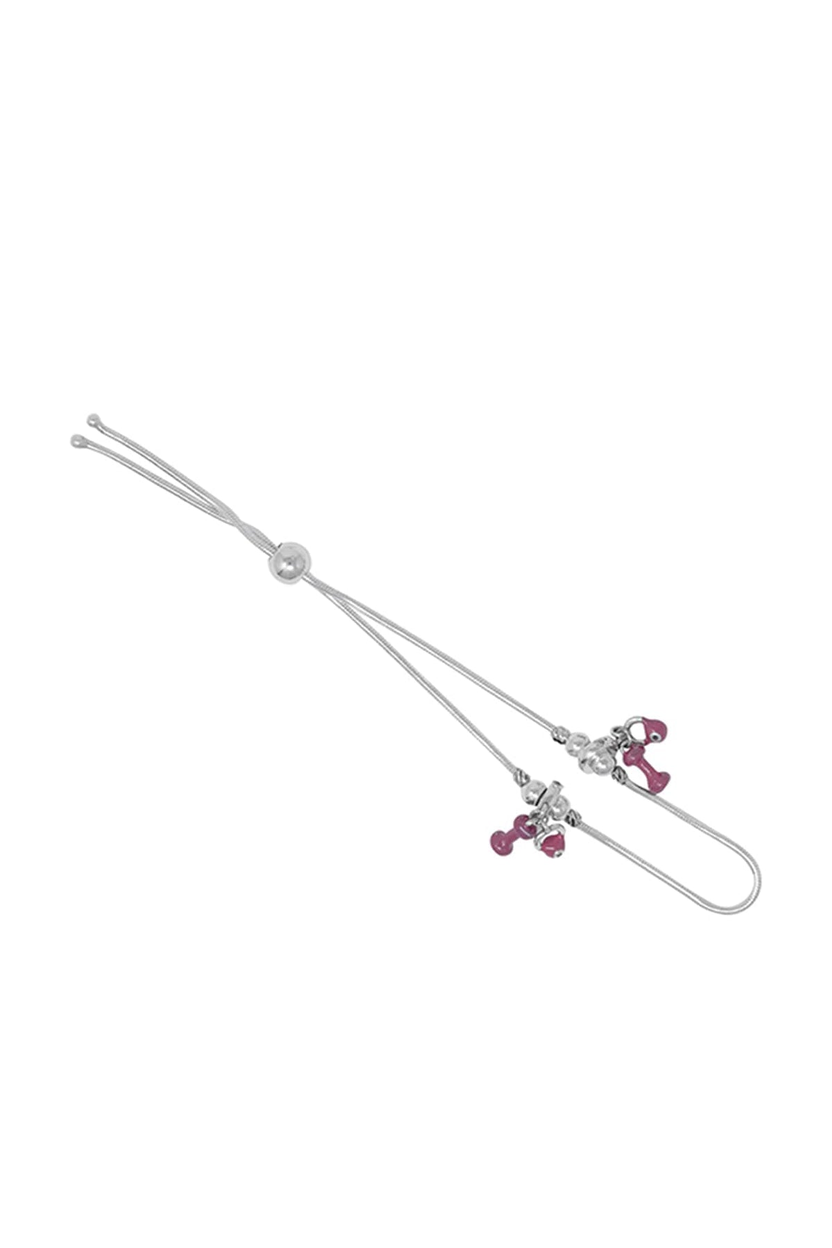 Silver Finish Beaded Anklet In Sterling Silver