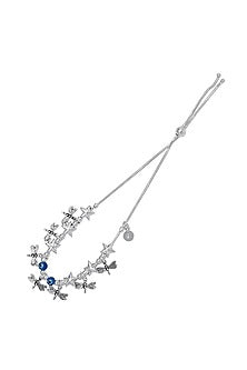 Silver Finish Beaded Anklet In Sterling Silver