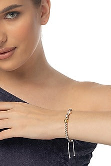 White Finish Zircon Bracelet In Sterling Silver