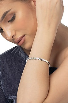 White Finish Zircon Tennis Bracelet In Sterling Silver