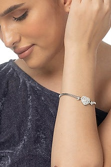 White Finish Zircon Bracelet In Sterling Silver