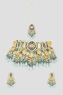 Gold Finish Meenakari Choker Necklace Set