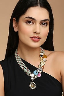 Gold Finish Semi Precious Stone Necklace