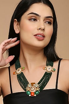 Gold Finish Crystal Beaded Necklace