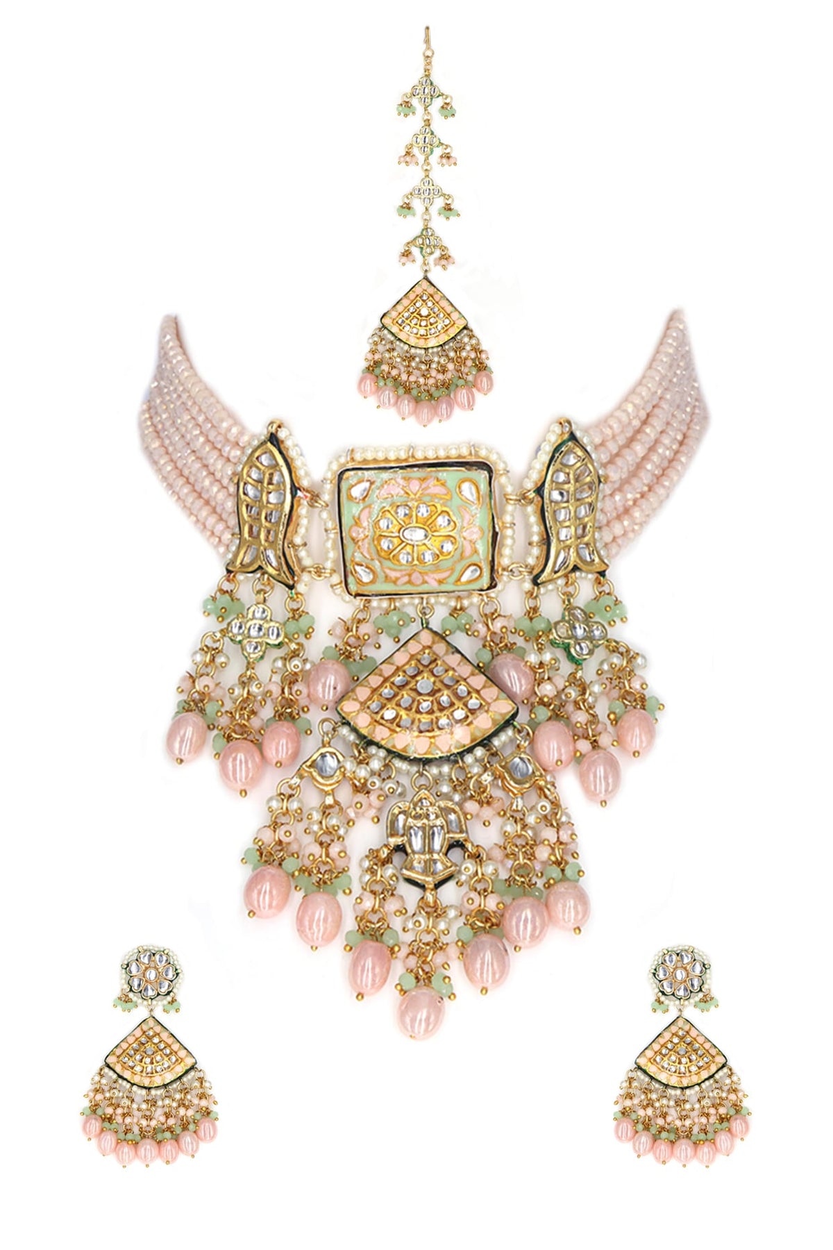 Gold Finish Kundan Necklace Set